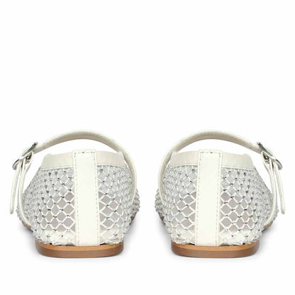 Saint Zoey Strass Embellished White Leather Flats