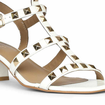 Saint Angela Gold Metal Double Buckle Block Heels