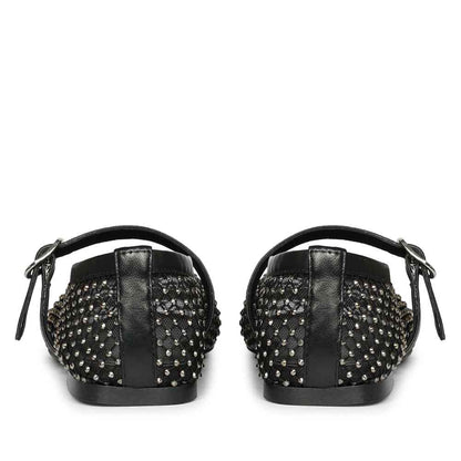 Saint Zoey Strass Embellished Black Leather Flats