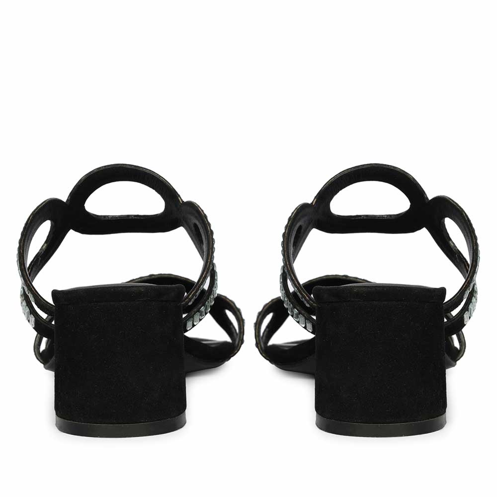 Saint Danica Strass-Embellished Black Leather Block Heels