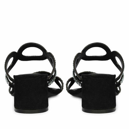 Saint Danica Strass-Embellished Black Leather Block Heels