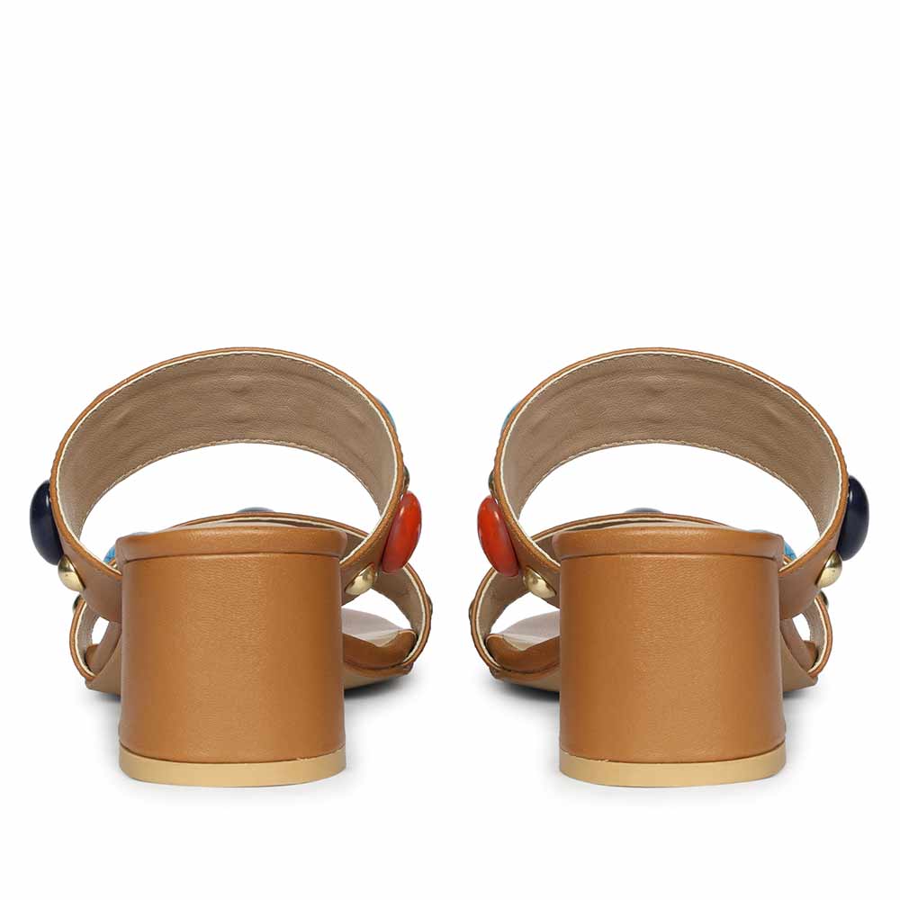 Saint Tahni Multi Stone Cuoio Leather Block Heels