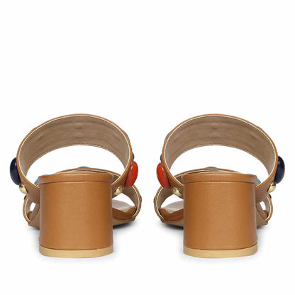 Saint Tahni Multi Stone Cuoio Leather Block Heels