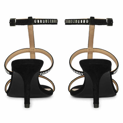 Saint Dylan Strass-Embellished Black Leather Stilettos