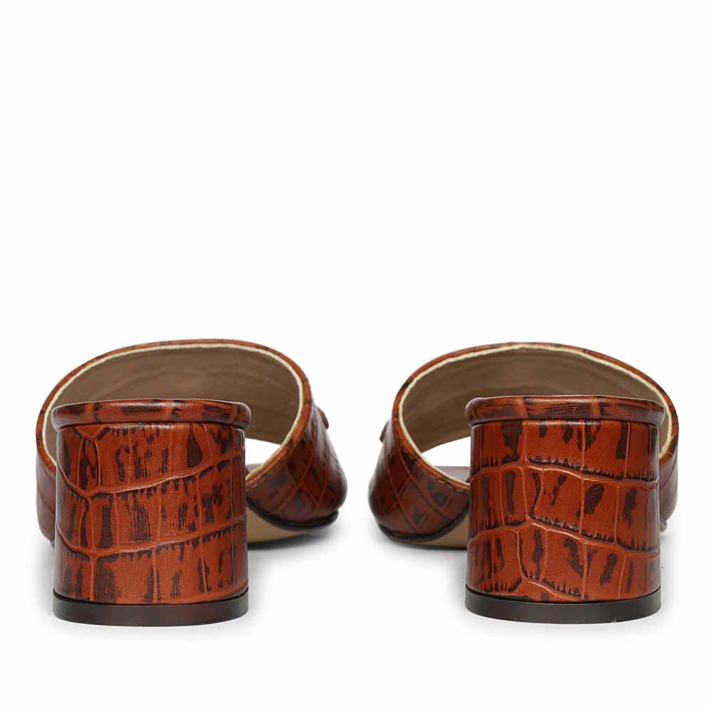 Saint Blair Brown Croc-embossed Leather Block Heels