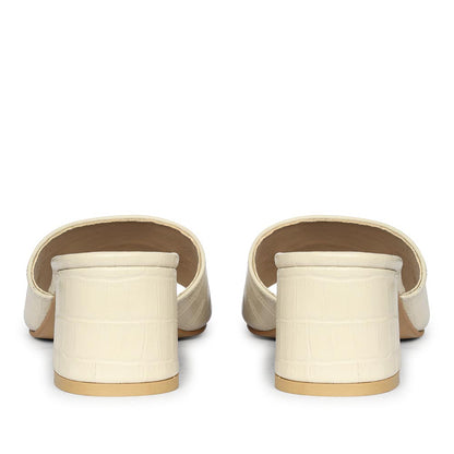 Saint Blair Off-white Croc-embossed Leather Block Heels
