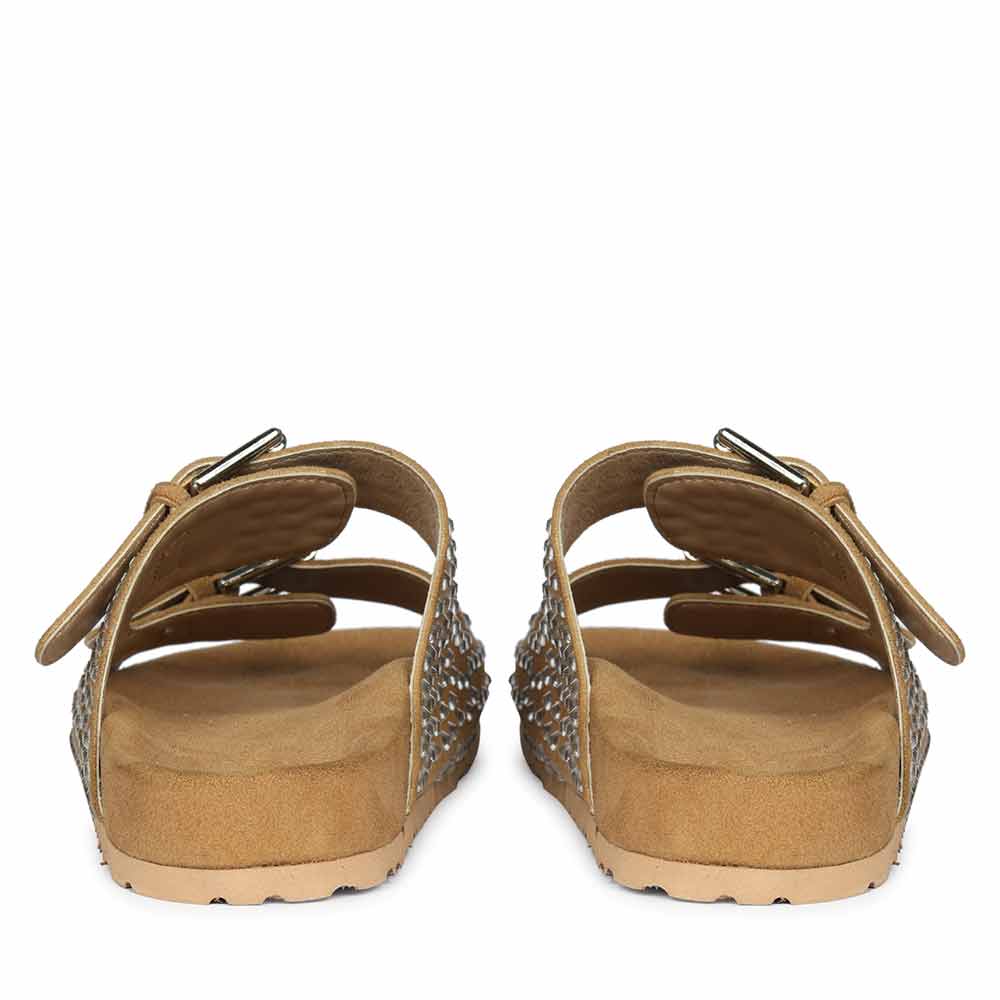 Saint Heidi Silver Strass Beige Leather Flats