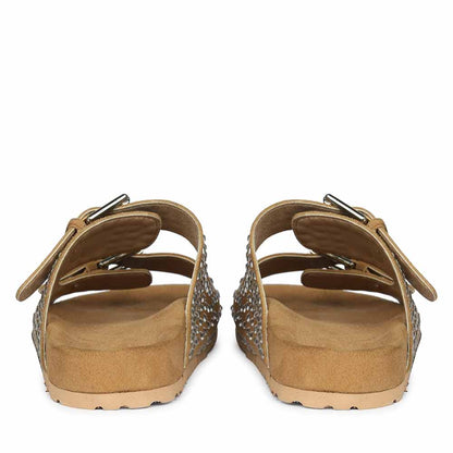 Saint Heidi Silver Strass Beige Leather Flats