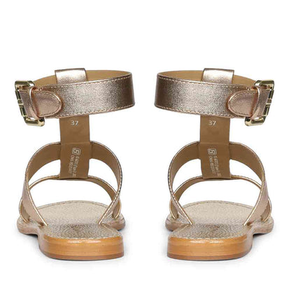 Saint Ida Metal Studded Metallic Rose Leather Sandals