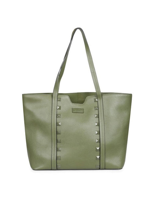 Favore Green Leather Structured Shoulder Bag