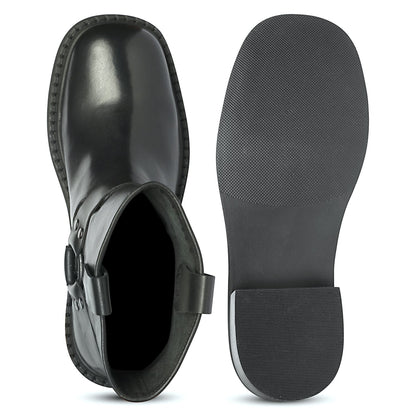 Saint Sally Saint Black Leather O-Ring High Ankle Boots
