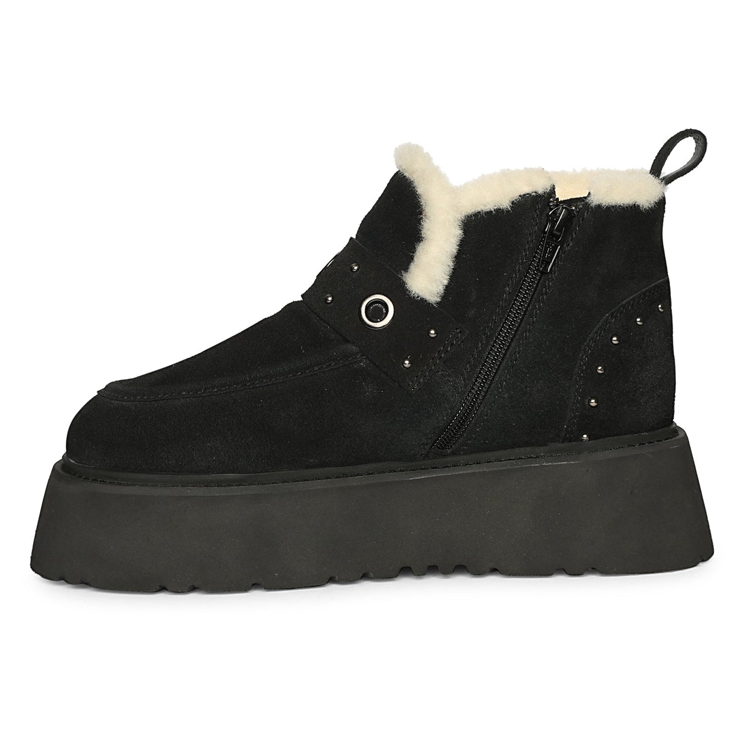 Saint Frionne Black Suede Leather Fur Lined Platform Boots