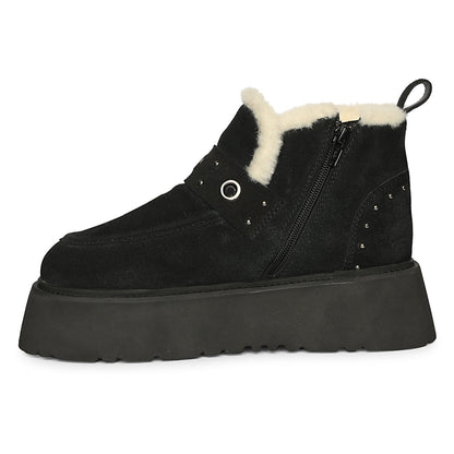 Saint Frionne Black Suede Leather Fur Lined Platform Boots