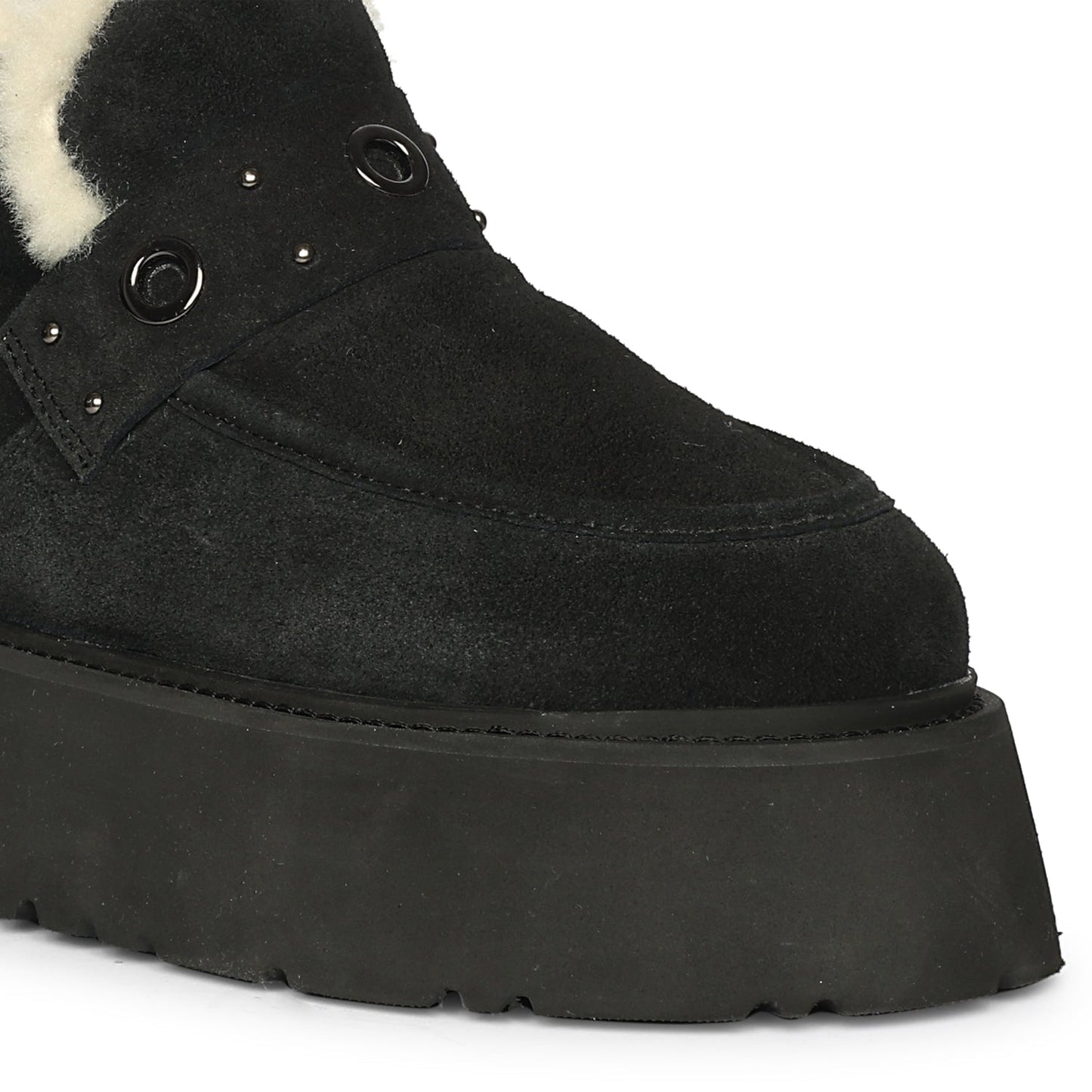 Saint Frionne Black Suede Leather Fur Lined Platform Boots
