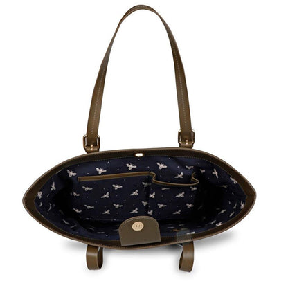 Favore Textured Brown Leather Structured Shoulder Bag