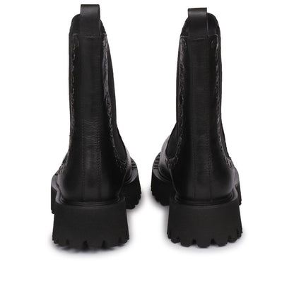 Saint Jessica Metal Studded High Ankle Leather Boots - Edgy and stylish high ankle boots with metal studs for a bold fashion statement