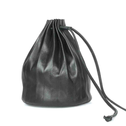 Favore Black Leather Drastring Pouch