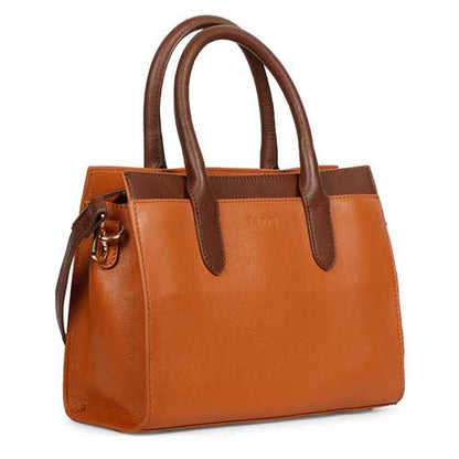 Favore Brown Leather Structured Handheld Bag