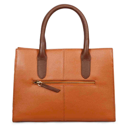 Favore Brown Leather Structured Handheld Bag