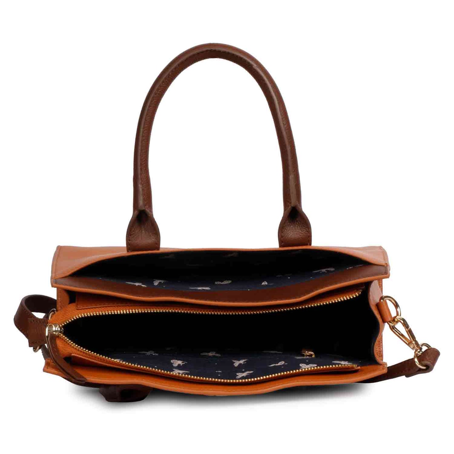 Favore Brown Leather Structured Handheld Bag