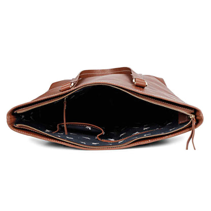 Favore Tan Textured Leather Oversized Shopper Shoulder Bag