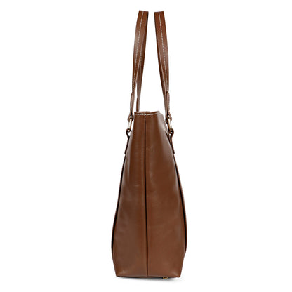 Favore Womens Brown Textured Leather Oversized Shopper Shoulder Bag