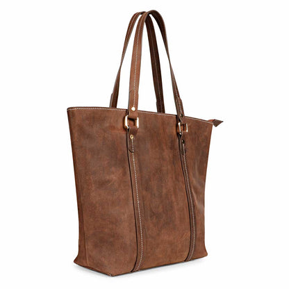 Favore Womens Brown Textured Leather Oversized Shopper Shoulder Bag