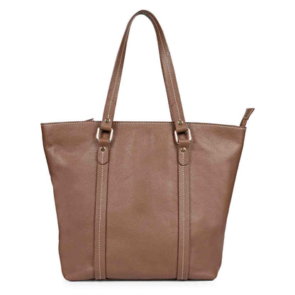 Favore Brown Textured Leather Oversized Shopper Shoulder Bag