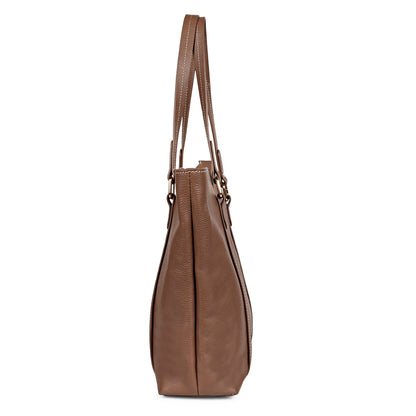 Favore Brown Textured Leather Oversized Shopper Shoulder Bag