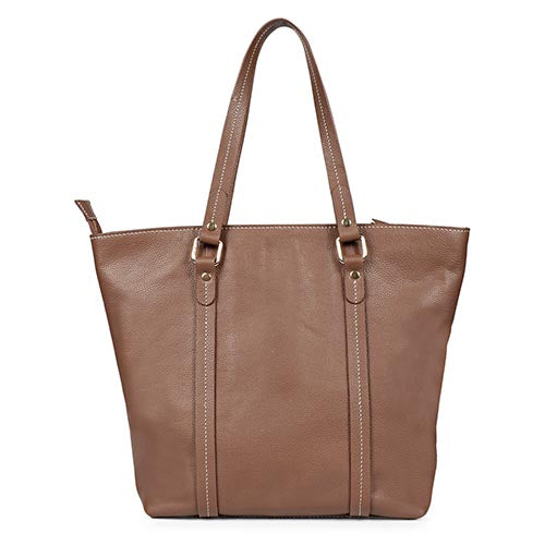 Favore Brown Textured Leather Oversized Shopper Shoulder Bag