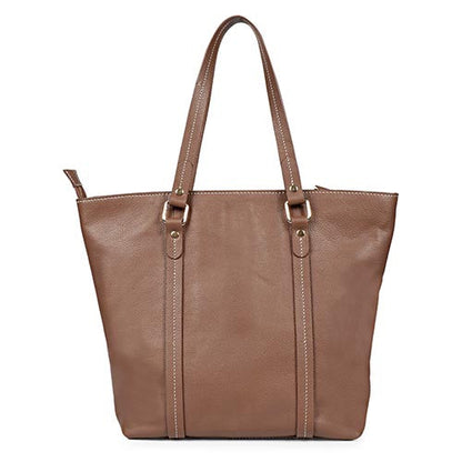 Favore Brown Textured Leather Oversized Shopper Shoulder Bag