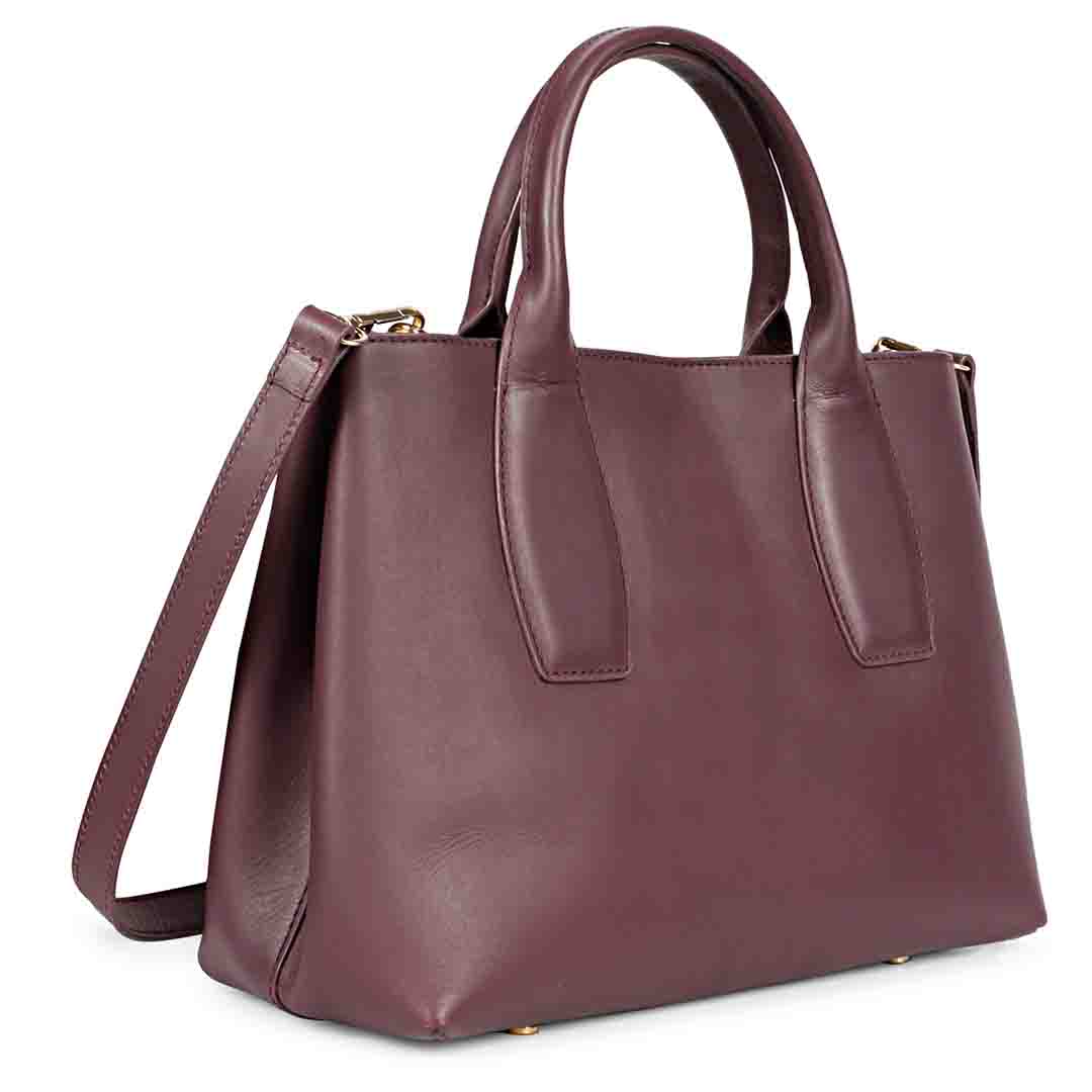 Favore Womens Burgundy Leather Structured Handheld Bag