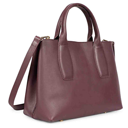 Favore Womens Burgundy Leather Structured Handheld Bag