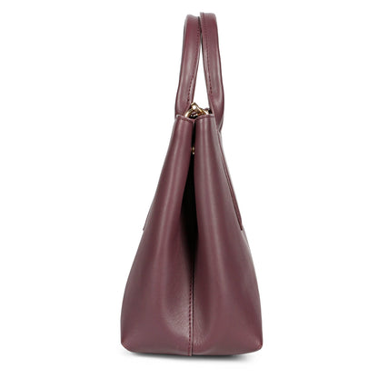 Favore Womens Burgundy Leather Structured Handheld Bag