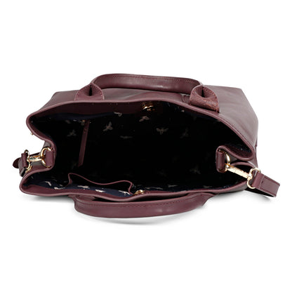 Favore Womens Burgundy Leather Structured Handheld Bag