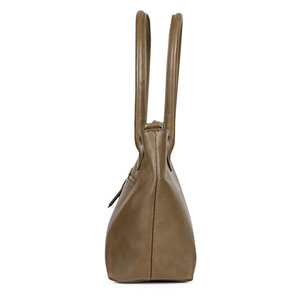 Favore Womens Brown Leather Structured Handheld Bag