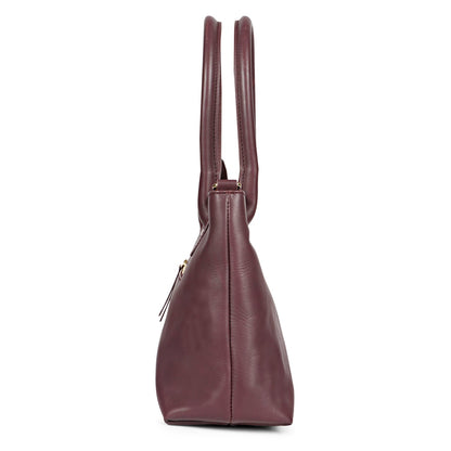 Favore Womens Burgundy Leather Structured Handheld Bag