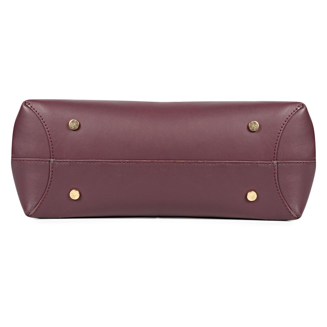 Favore Womens Burgundy Leather Structured Handheld Bag