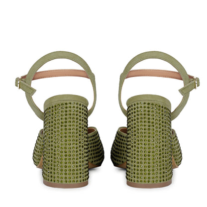 Saint Amaya Safari Leather Heels - Crystal studs for a glamorous twist on classic elegance