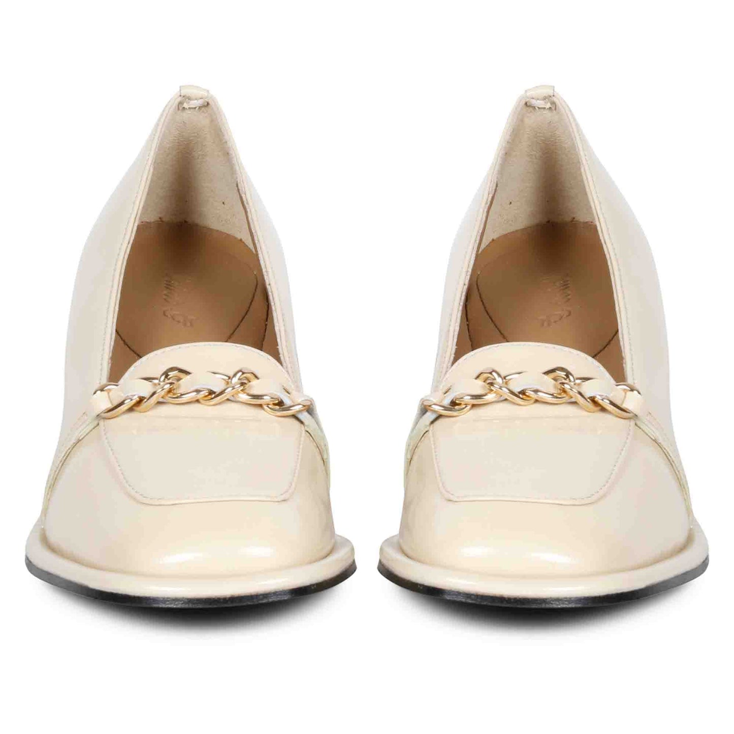 Elegant Ivory Patent Leather Moccasins