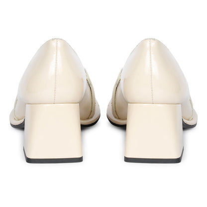 Elegant Ivory Patent Leather Moccasins