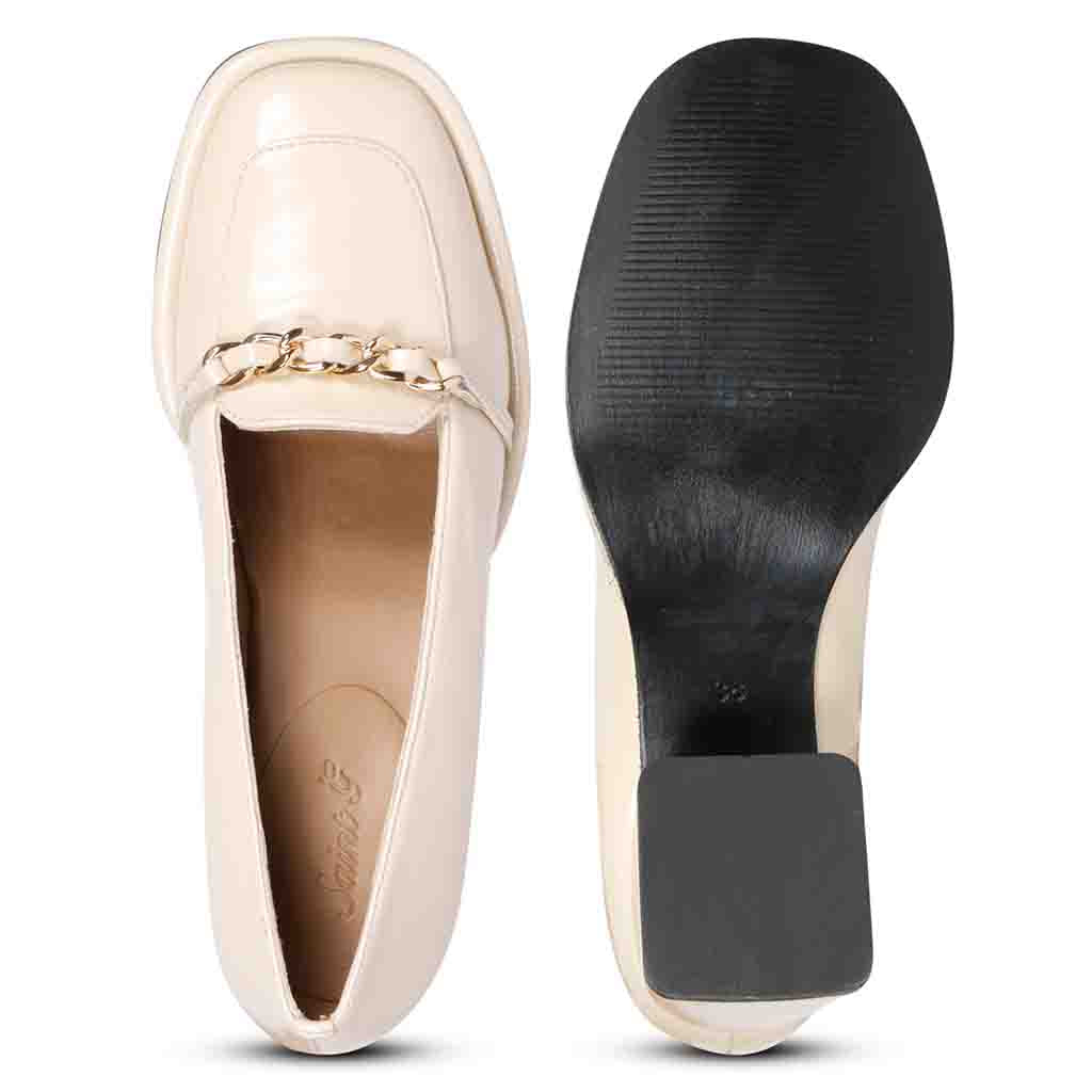 Elegant Ivory Patent Leather Moccasins