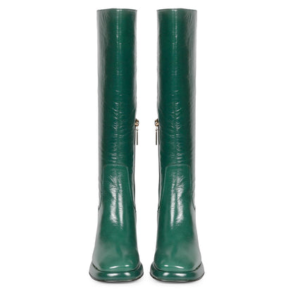 Saint Jolène Green Harrod Patent Leather Long Boots