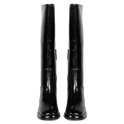 Saint Jolène Black Harrod Patent Leather Long Boots