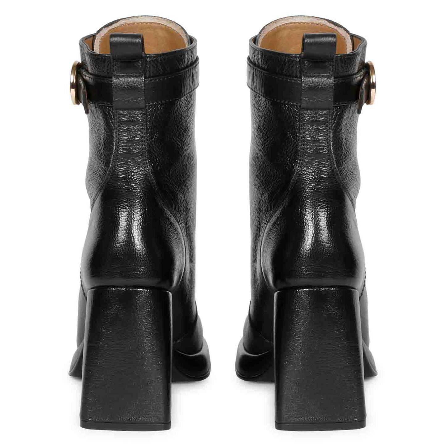 Sleek Saint Henriette Black Leather High Ankle Boots with Front Zipper - Stylish and versatile footwear for a bold fashion statement