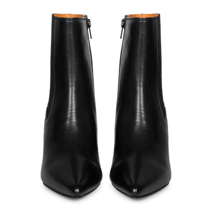 Saint Elliana Black Leather Sculpted Heel Inside Zip Boots