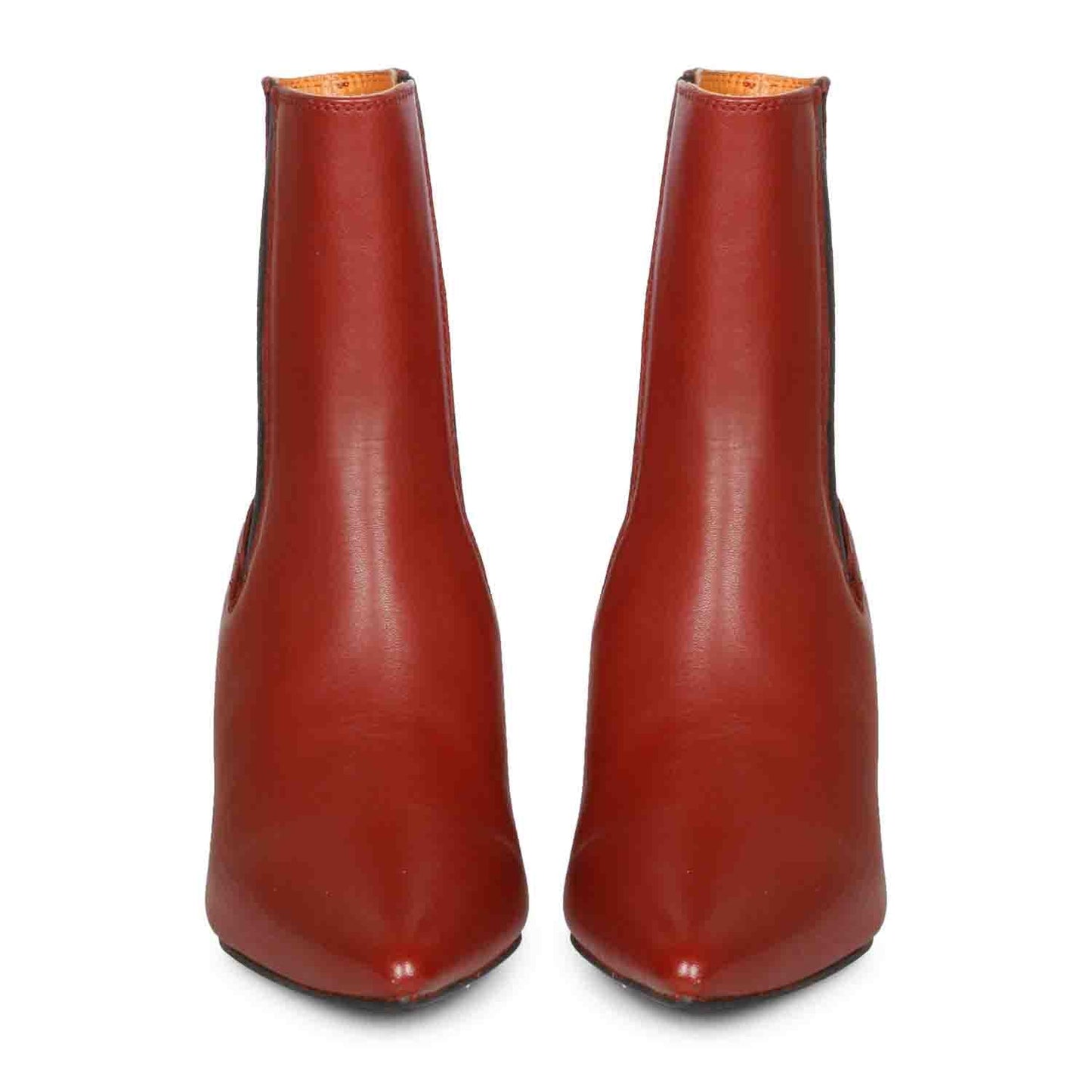 Saint Elliana Rust Leather Sculpted Heel Chelsea Boots