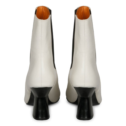 Saint Elliana White Leather Sculpted Heel Chelsea Boots