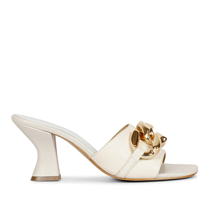 Saint Melissa Off White Leather Mid Slip On Heels