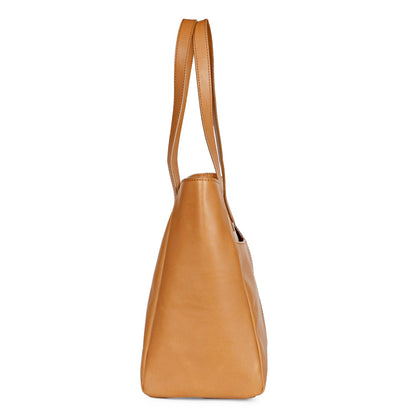 Favore Womens Tan Oversized Leather Shoulder Bag